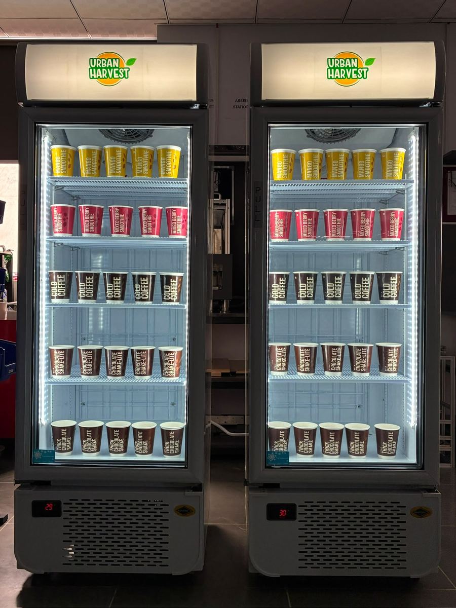Two branded freezers fully stocked with SYLA recipe cups